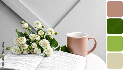 Bouquet of white roses, boo...