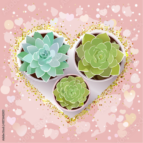 Succulents in Heart Potted Plants valentine.