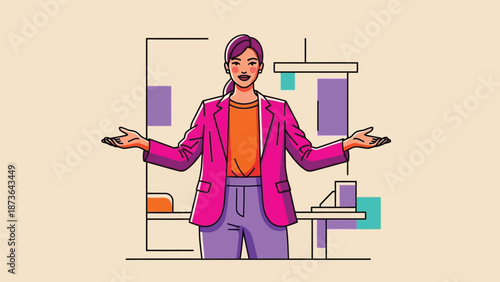 An approachable executive demonstrating a concept or offering guidance with an open, welcoming