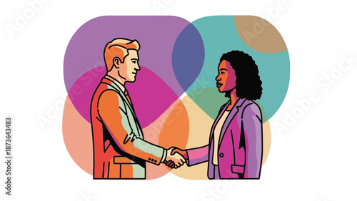 Dynamic professional handshake symbolizing successful cross-cultural business collaboration and