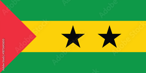 national flag of São Tomé and Príncipe, an island country in Central Africa. 