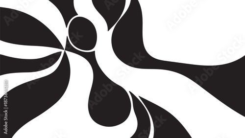 Abstract black and white swirling shapes art design concept