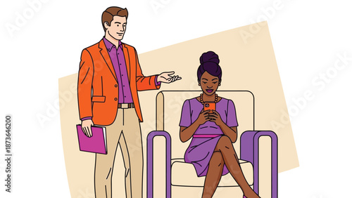 Interpersonal communication in contemporary society, highlighting digital distraction versus