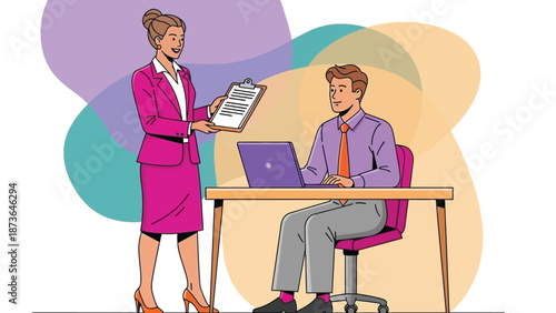 Professional interaction showcasing effective task delegation and modern workplace communication