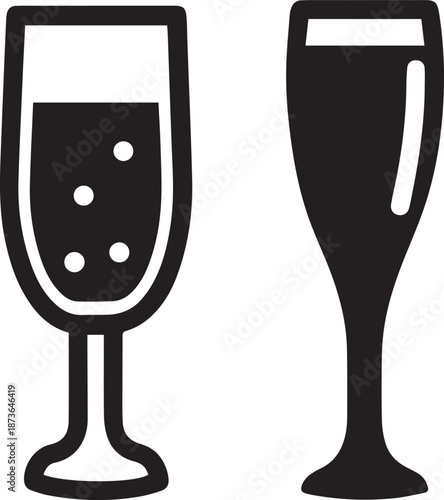 Beer Glass Shapes Black Silhouettes, Beer Glass Silhouette Vector Set