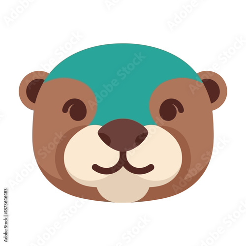 Cute Cartoon Otter Face Illustration - Adorable Aquatic Animal Head Graphic Design