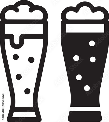 Beer Glass Shapes Black Silhouettes, Beer Glass Silhouette Vector Set