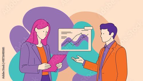 Business colleagues analyzing digital performance data during a collaborative meeting discussing