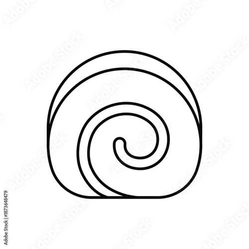 Swiss roll cake vector icon. Line art illustration of a sweet rolled pastry slice. Outline food doodle isolated on white background for coloring book or menu design.