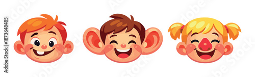 Cartoon emoji faces with varied expressions and features on gradient background