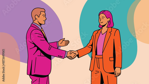 Dynamic professional collaboration with a firm handshake establishing a successful business