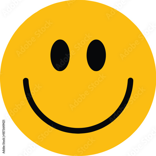 Classic yellow smiley face emoji icon with a happy expression and glossy finish