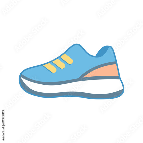 A modern blue and orange sneaker for jogging, sports, and fitness activities
