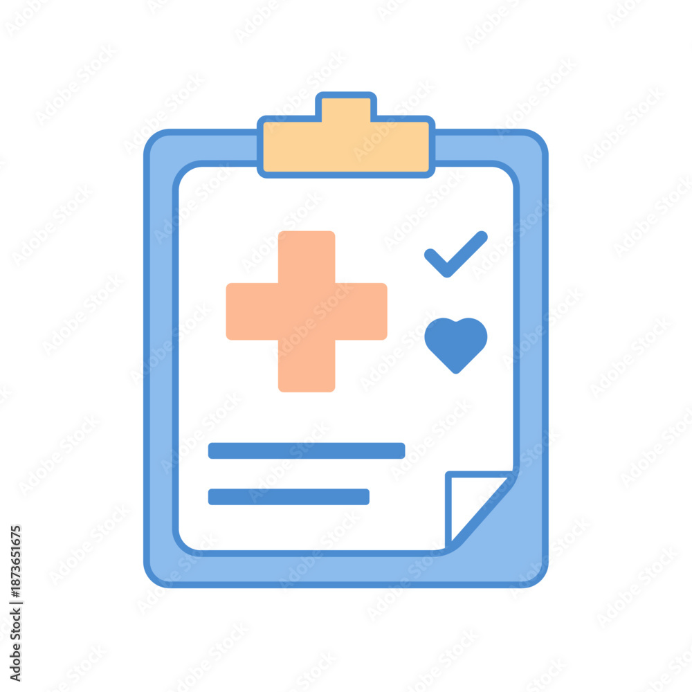Fototapeta premium A medical clipboard featuring a cross and heart symbols for tracking emotions