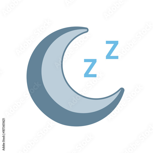 Crescent moon and zs for sleep theme. Appropriate for sleep aids, bedtime products, relaxation techniques, and dreamrelated content.