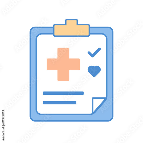 A medical clipboard featuring a cross and heart symbols for tracking emotions