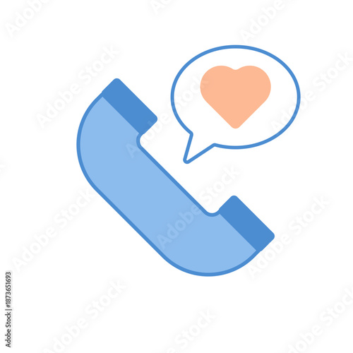 A telephone handset with a heart speech bubble representing a help hotline