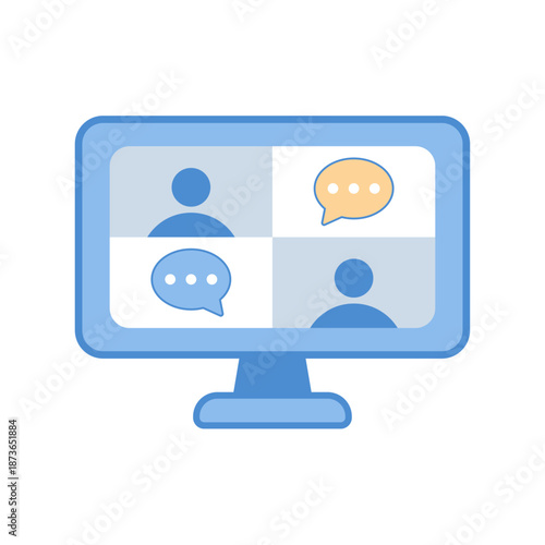 A computer monitor showing multiple video call participants for a virtual class