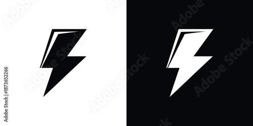 Inverted Lightning Bolt Illustration, Contrasting Colors, Energy Symbol