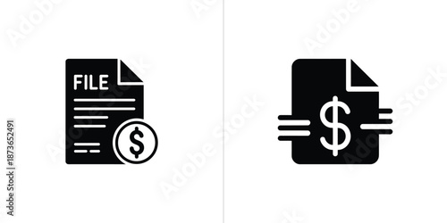 Icon Featuring Dollar Sign and Dollar Symbol Icon on White Background