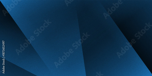 Black dark navy blue silver abstract pattern background. Geometric shape. Line triangle angle fold polygon diamond 3D. Color gradient ombre. Rough grain noise. Light shadow.