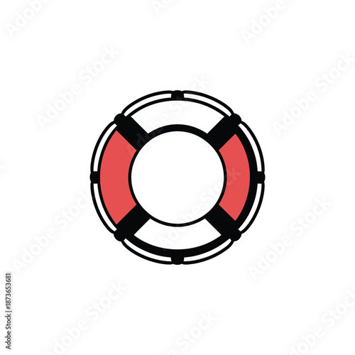 Isolated life buoy icon with red accents on a transparent background art