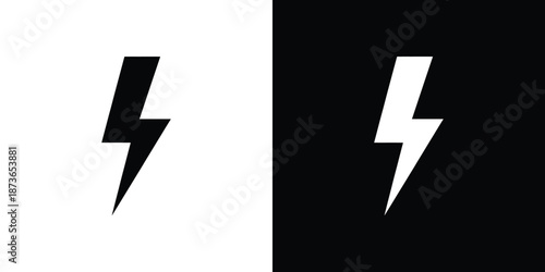 Isolated Lightning Bolt Shapes in Black and White Inverted Colors