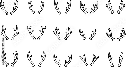 Deer antlers illustrations various shapes and sizes of antlers.