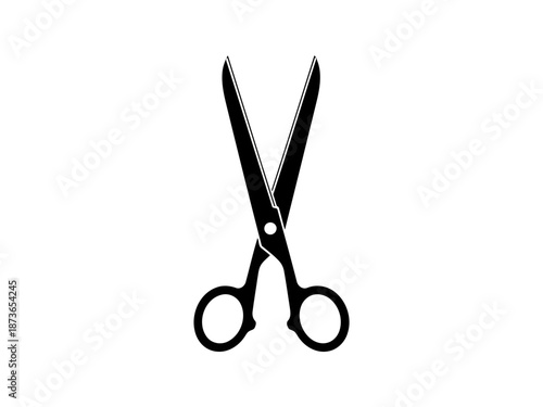 Black stainless steel scissors with sharp blades and ergonomic handle design