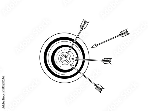 Archery target with arrows showing precision and focus in sport shooting