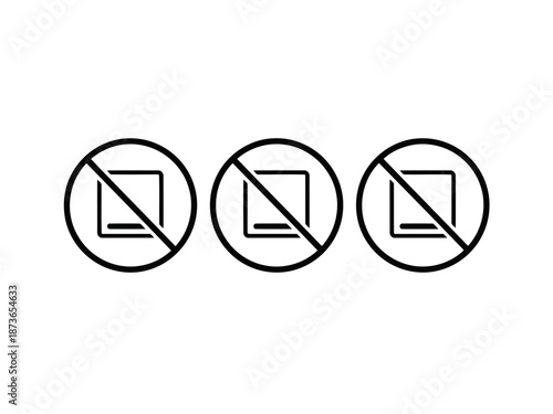 Set of three crossed out document icons representing rejection or invalidation