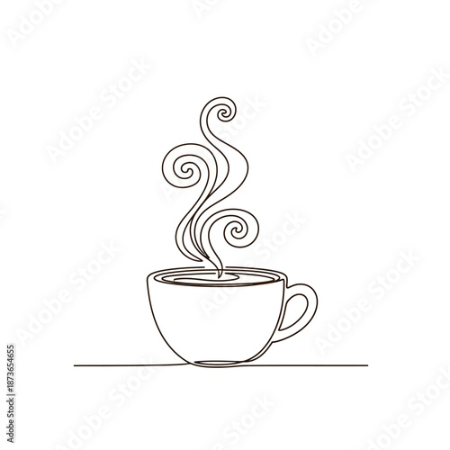 Minimalist Line Art Coffee Cup with Steam