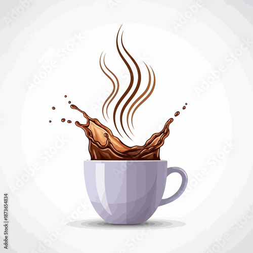 Hot Coffee Splash in Cup with Steam - Fresh Morning Beverage