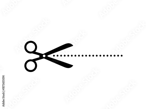 Black pair of scissors with handles and sharp blades for cutting materials