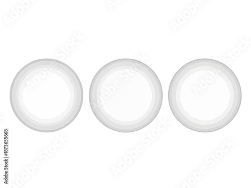 Set of three round white ceramic plates