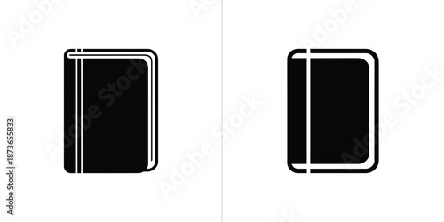 Minimalist Black Books with White Outlines Isolated on White Background, Simple Design