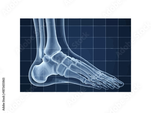 Detailed anatomical illustration of a human foot bone structure