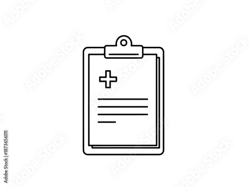 Medical clipboard icon with plus sign symbolizing healthcare and patient records