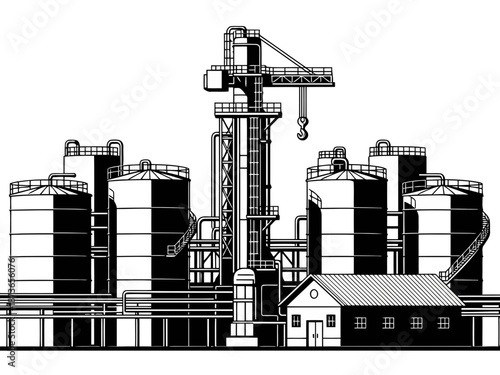 Industrial chemical storage tanks and processing facility infrastructure