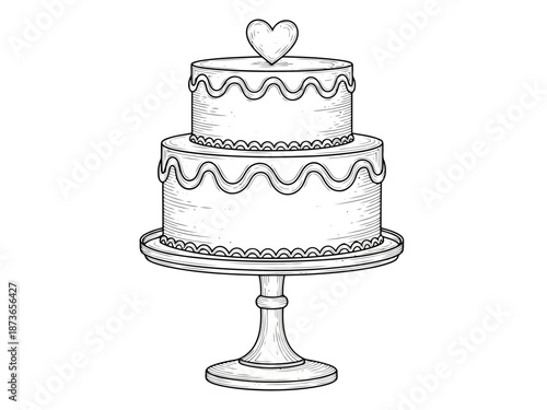 Elegant twotier wedding cake with a heart topper for special celebrations