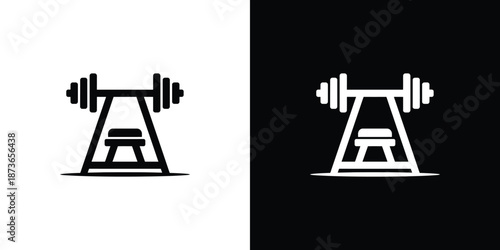 Minimalist Weightlifting Rack with Barbell Design on Split Black & White Background