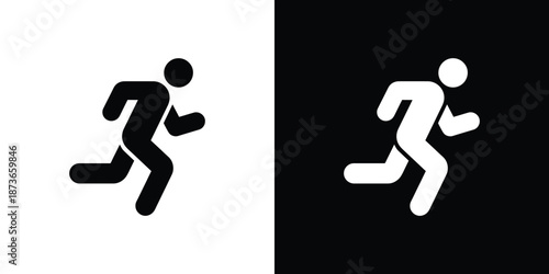 Running Silhouette Icon on Contrasting Background, Speed, Athlete, Isolated