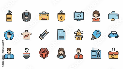 Collection of Business and Office Related Icons.