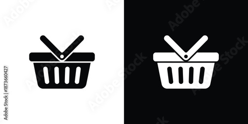 Shopping Basket Icon, Shop Basket Logo, Foldable Handle, Market Basket Element