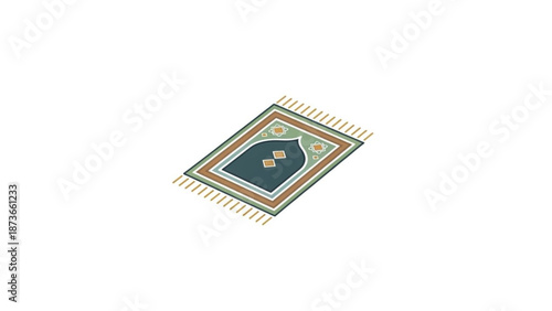 A colorful vector graphic illustration of a prayer mat with a simple and modern design