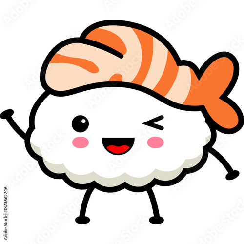 Cute Cartoon Sushi Character Illustration