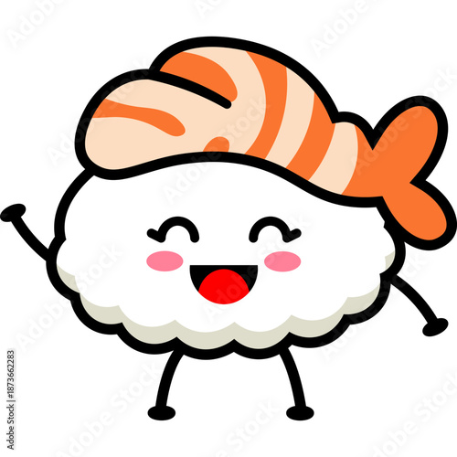 Cute Cartoon Sushi Character Illustration