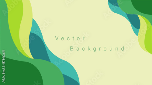 Abstract wavy green and blue vector background design for modern digital presentations