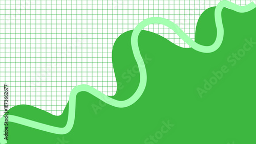 A dynamic green graph background with a winding lighter curve for data visualization