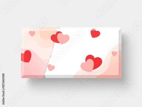 Greeting card with broken heart design featuring red and pink hearts on a white background perfect for valentines day or love messages and romantic occasions and celebrations.